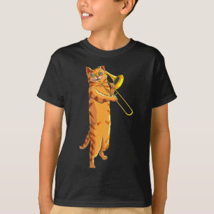 Camiseta Gato Divertido Tocando Trombón Regalo Gato Fresco
