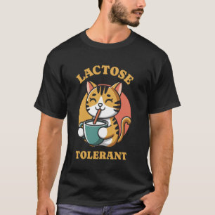 Camiseta Gato divertido tolerante a la lactosa bebiendo ret