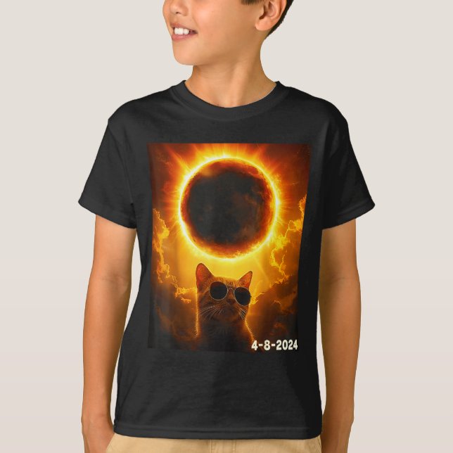 Camiseta Gato Divertido Tomando Selfie Eclipse Solar (Anverso)