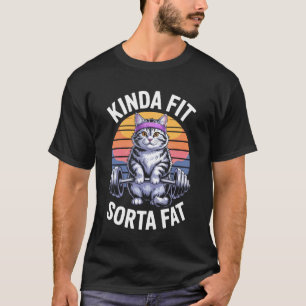 Camiseta Gato Divertido Un Poco En Forma Algo Gordo Gimnasi