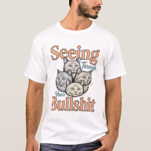 Camiseta Gato Divertido Viendo a Través de Tu Diseño Vintag