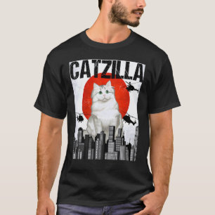 Camiseta Gato divertido vintage japonés Catzilla Ragamuffin