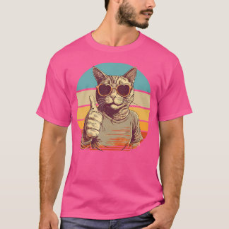Camiseta Gato Divertido y Genial con Gafas de Sol Pulgar Ar