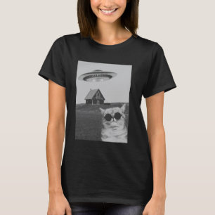 Camiseta Gato Divertido y Genial con Nave Espacial