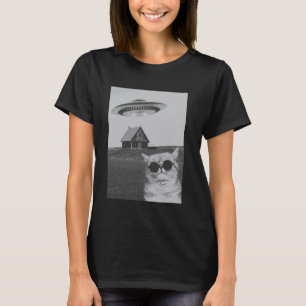 Camiseta Gato Divertido y Genial con Nave Espacial