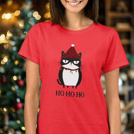 Camiseta Gato divertido y grochy catmas Navidades del humor