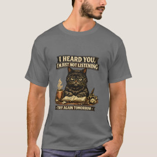 Camiseta Gato Divertido y Sarcástico Te Oí Introvertido