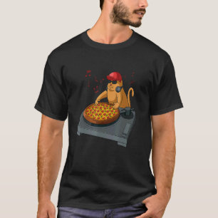 Camiseta Gato Dj Amante de Gatitos Divertida Pizza Música C