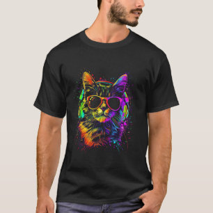 Camiseta Gato DJ con auriculares y gafas de sol Kitty