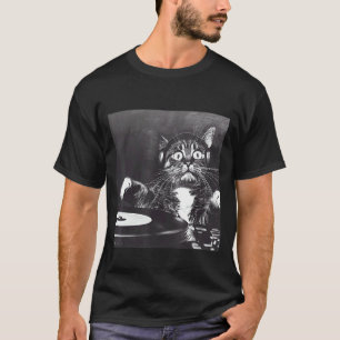 Camiseta Gato DJ de estilo retro con auriculares