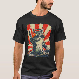 Camiseta Gato DJ divertido con auriculares Arte amante de l