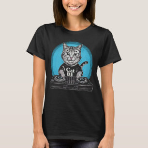 Camiseta Gato DJ Divertido con Auriculares EDM Rave DJ Rave