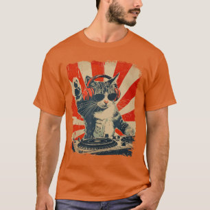 Camiseta Gato DJ divertido Disco Soundech Auriculares Músic