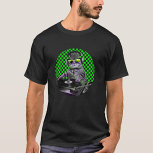 Camiseta Gato DJ en tornamesa girando melodías para gato y
