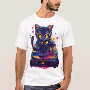 Camiseta Gato DJ Funky – Fiesta Retro de Gatito Disco