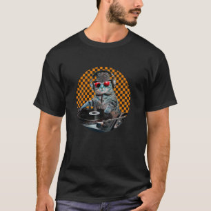 Camiseta Gato DJ Gatito Lindo Mezclando Tunes Arte Pop Para
