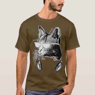 Camiseta Gato DJ gracioso personaje y amante de la música