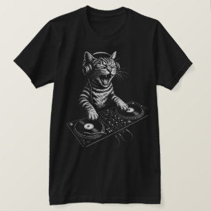 Camiseta Gato DJ Retro Rascando Vinilo
