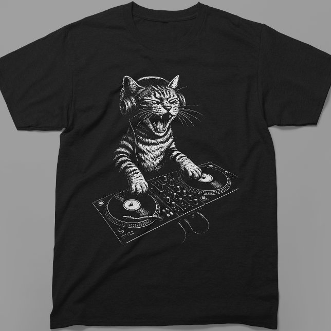 Camiseta Gato DJ Retro Rascando Vinilo (Subido por el creador)