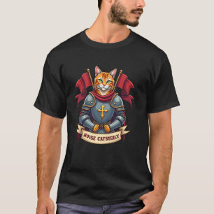 Camiseta Gato Doméstico Fantasía Medieval Caballero Felino