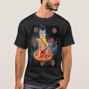 Camiseta Gato Donut Montando Pizza Comiendo Helado Galaxia 