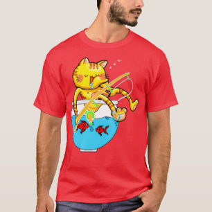 Camiseta Gato Dormido Acuario Fish Bowl Pescador Mascota L