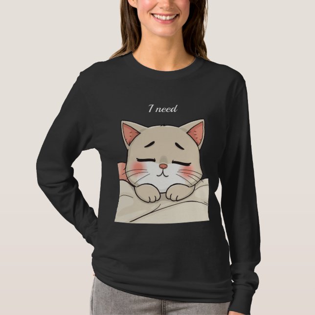 Camiseta Gato Dormido Adorable Necesito una Siesta Arte Kaw (Anverso)
