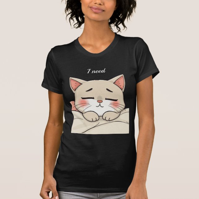 Camiseta Gato Dormido Adorable Necesito una Siesta Arte Kaw (Anverso)