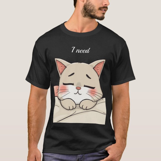 Camiseta Gato Dormido Adorable Necesito una Siesta Arte Kaw (Anverso)