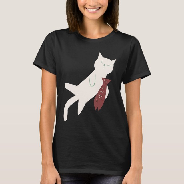 Camiseta Gato Dormido Lindo y Pez (Anverso)