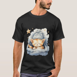 Camiseta Gato Dormilón Lindo Nube Sombrero de Invierno Arte