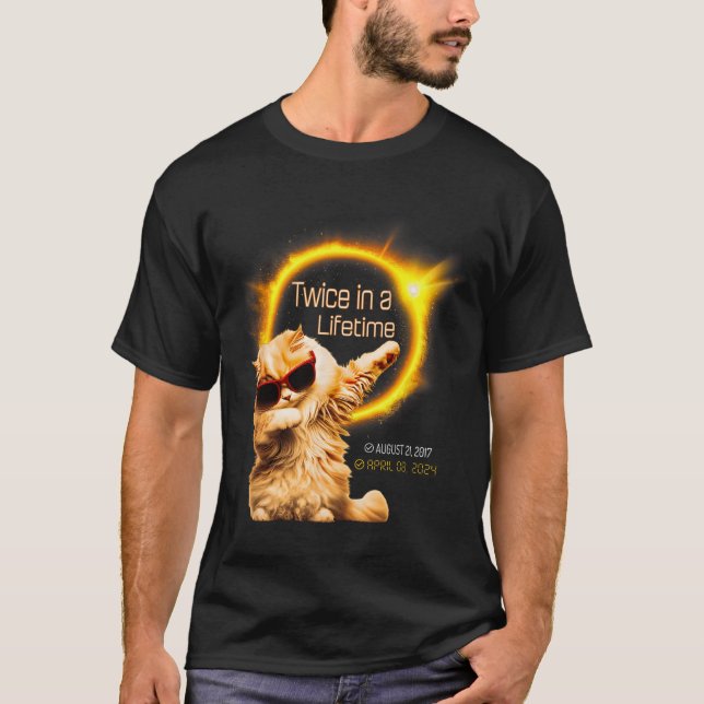 Camiseta Gato Dos Veces En Eclipse Solar De Por Vida Abril  (Anverso)