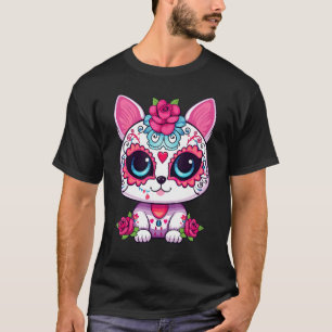 Camiseta Gato dulce cráneo de azúcar México Día de Muertos