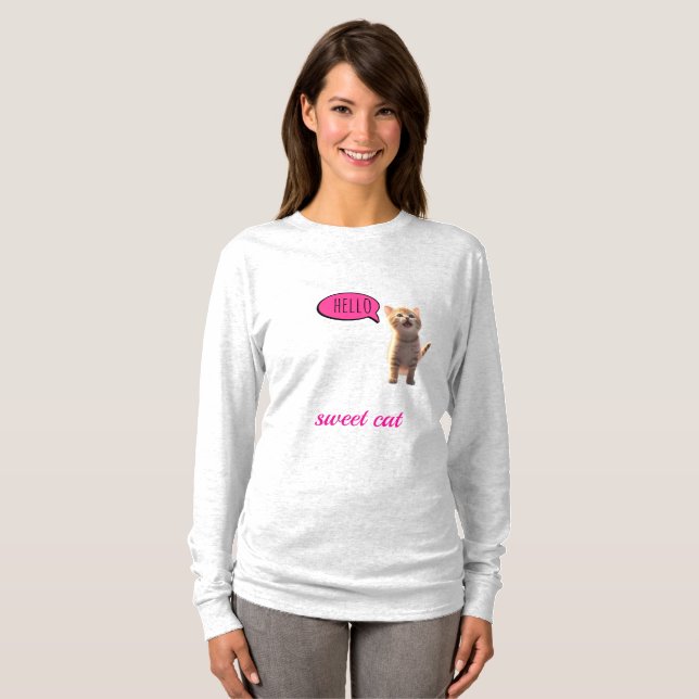 Camiseta Gato Dulce Manga Larga (Anverso completo)