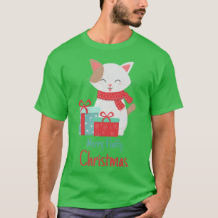 Camiseta Gato dulce merry Navidades flúfitos Gatitos Felice