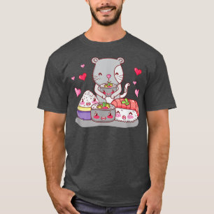 Camiseta Gato dulce y comida japonesa Kawaii, Kitty Sushi N