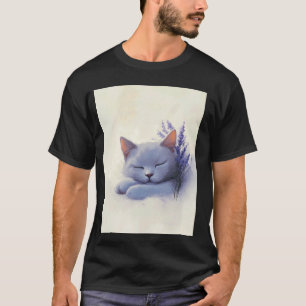 Camiseta Gato Durmiendo Con Ilustración De Mascota De Lavan
