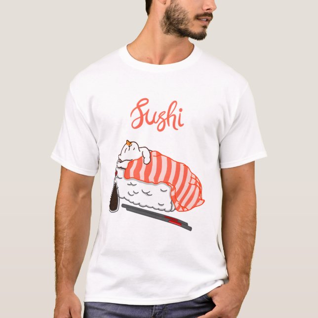 Camiseta Gato durmiendo en el sushi (Anverso)