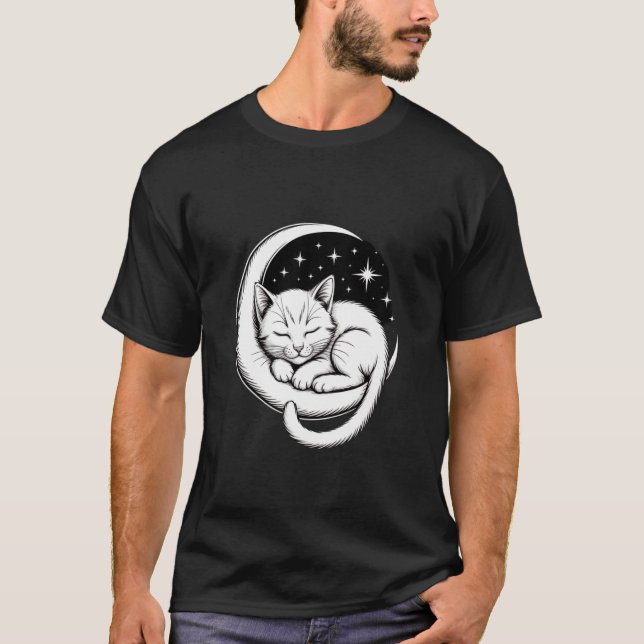 Camiseta Gato durmiendo en luna creciente (Anverso)