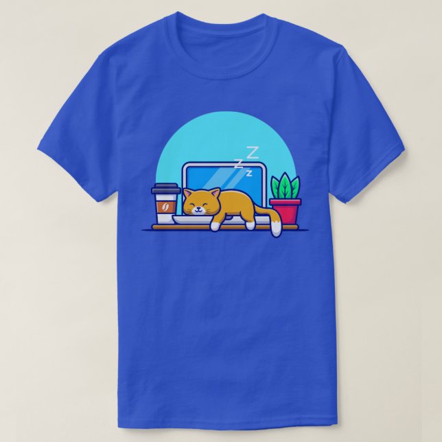 Camiseta Gato durmiendo en un Personalizado portátil (Diseño del anverso)