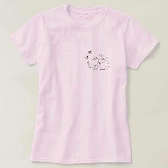 Camiseta Gato Durmiente Simple (Diseño del anverso)