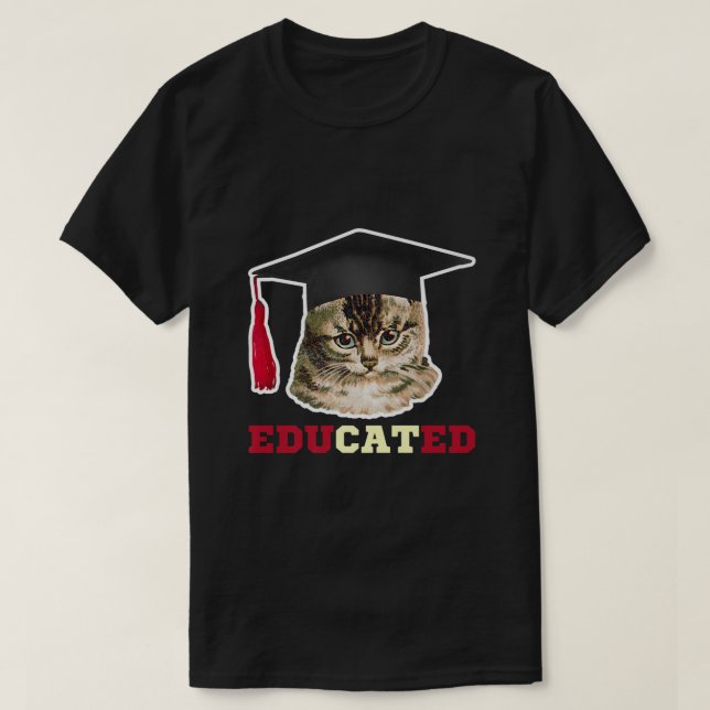 Camiseta Gato educado en regalo de Graduación Gradual Gradu (Diseño del anverso)