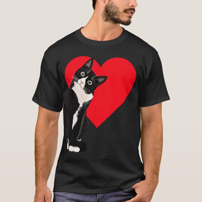 Camiseta Gato El día de San Valentín de Tuxedo (Anverso)