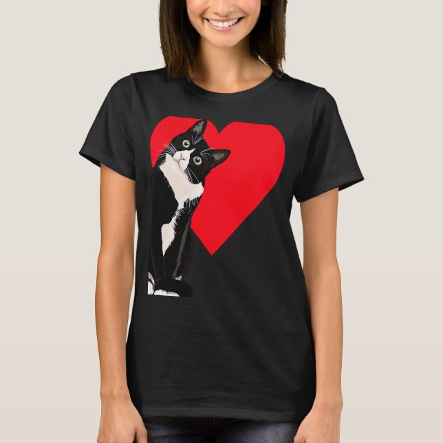 Camiseta Gato El día de San Valentín de Tuxedo (Anverso)
