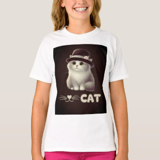 Camiseta Gato elegante con Gorra: regalo perfecto para los 
