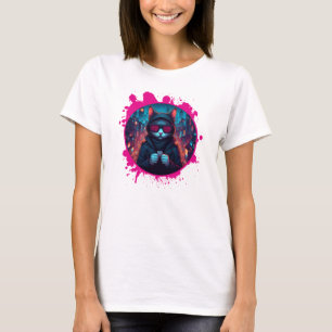 Camiseta Gato elegante de gafas de sol