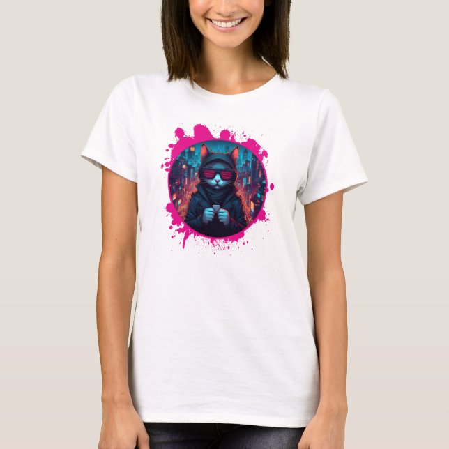 Camiseta Gato elegante de gafas de sol (Anverso)