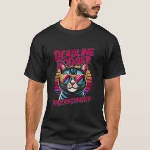 Camiseta Gato Eludidor De Plazo Diseño Retro 80s Procrastin