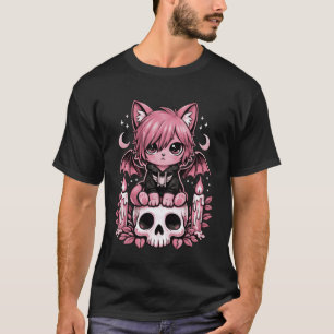 Camiseta Gato Emo Lindo Murciélago Pastel Gótic Chica Esque