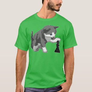 Camiseta Gato en ajedrez con pieza de ajedrez Bishop